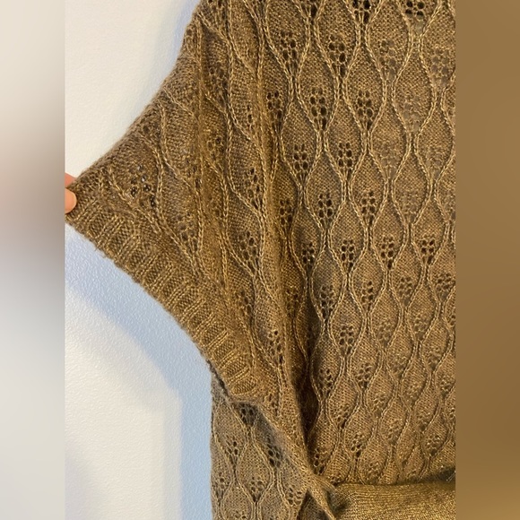 Isabella Rodriguez Brown Copper Metallic Belted Cardigan Short Sleeves Size Lg - Picture 5 of 9